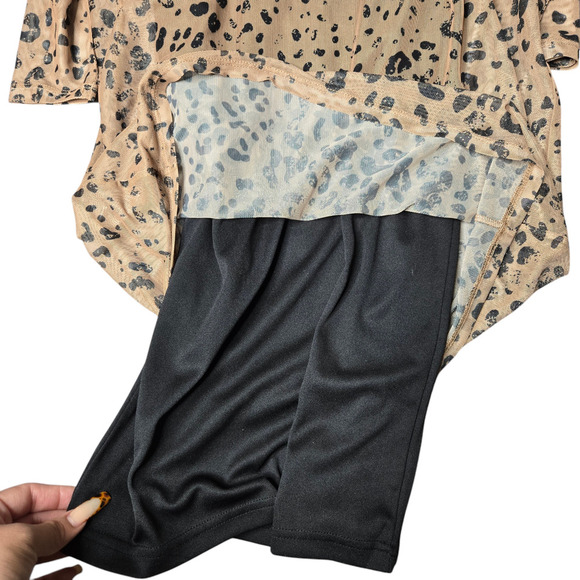 Torrid Leopard At The Knee Soft Mesh Lettuce Edge Mock Neck Dress Size 00 - Picture 4 of 4